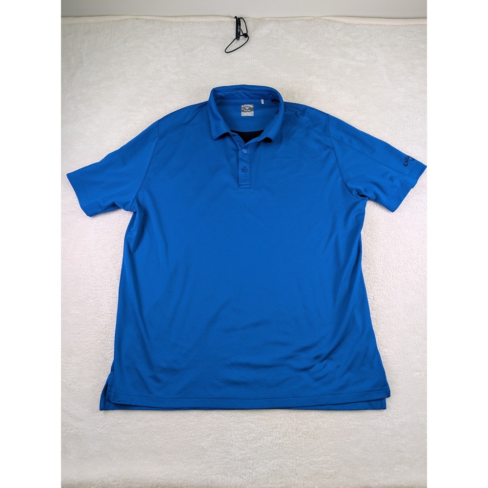 Callaway Opti-Dri Mens XL Royal Blue Short Sleeve Golf Polo Shirt Mesh C1718